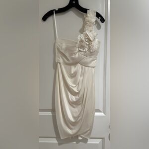 BCBGMaxAzria Cream One-Shoulder Dress